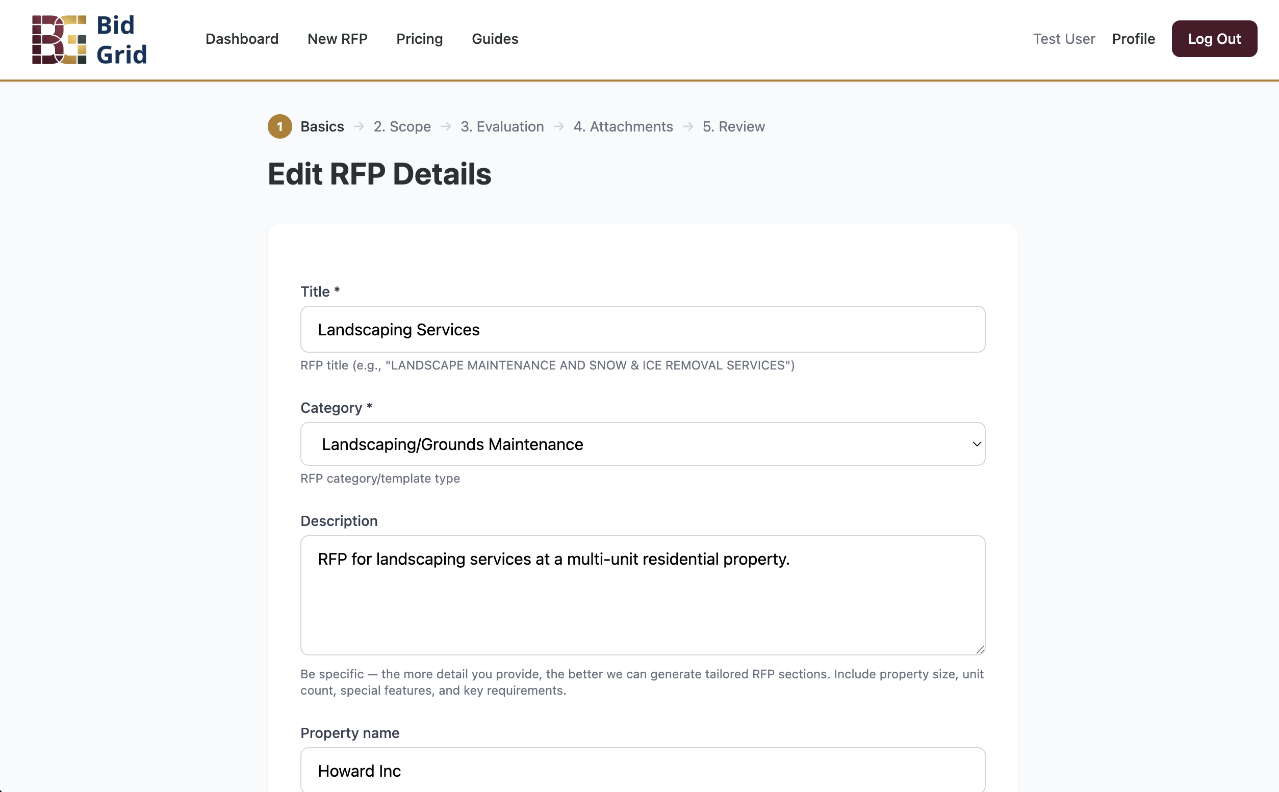 Create your RFP in minutes